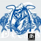 Fishing Grim Reaper Fish Hunter Skull Car Truck Window Vinyl DB Decal Sticker