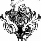 Grim Reaper Deer Skull Bone Hunting Scythe Car Truck Window Vinyl Decal Sticker