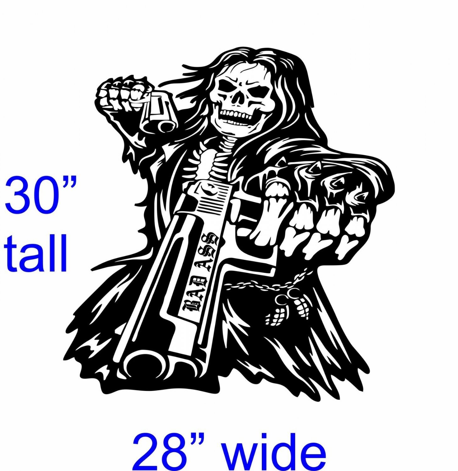 Grim Reaper Hand Guns Skull Hunter  Car Truck Window Vinyl Decal Sticker