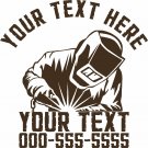 Welding Welder Business Custom Text Car Window Vinyl Decal Sticker