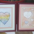 Set of collector's Flavia prints beautifully matted & framed in matching rich burgundy