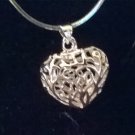 Sterling Silver Filigree HEART pendant on Sterling Silver chain
