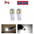 2 x T10 Bright White LED Car Lights 194 168 2825 5050 5SMD Bulb Lamp Peanut