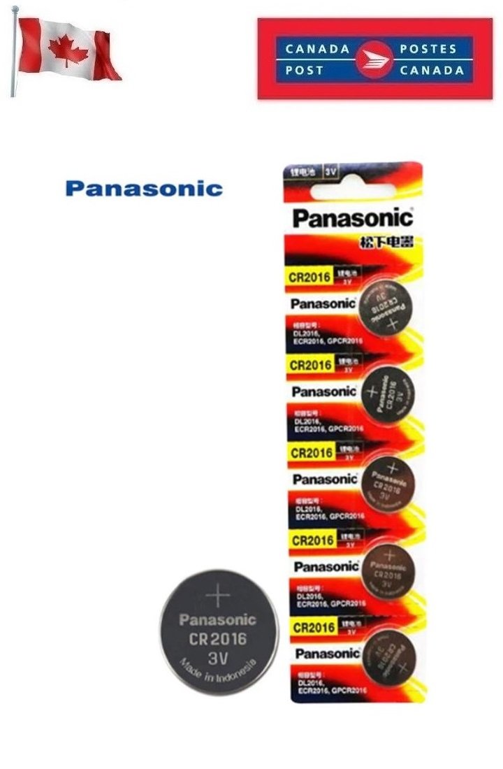 5 X Panasonic Cr2016 Button Coin Cell 3v Lithium Battery Batteries Exp 12 2030 7664