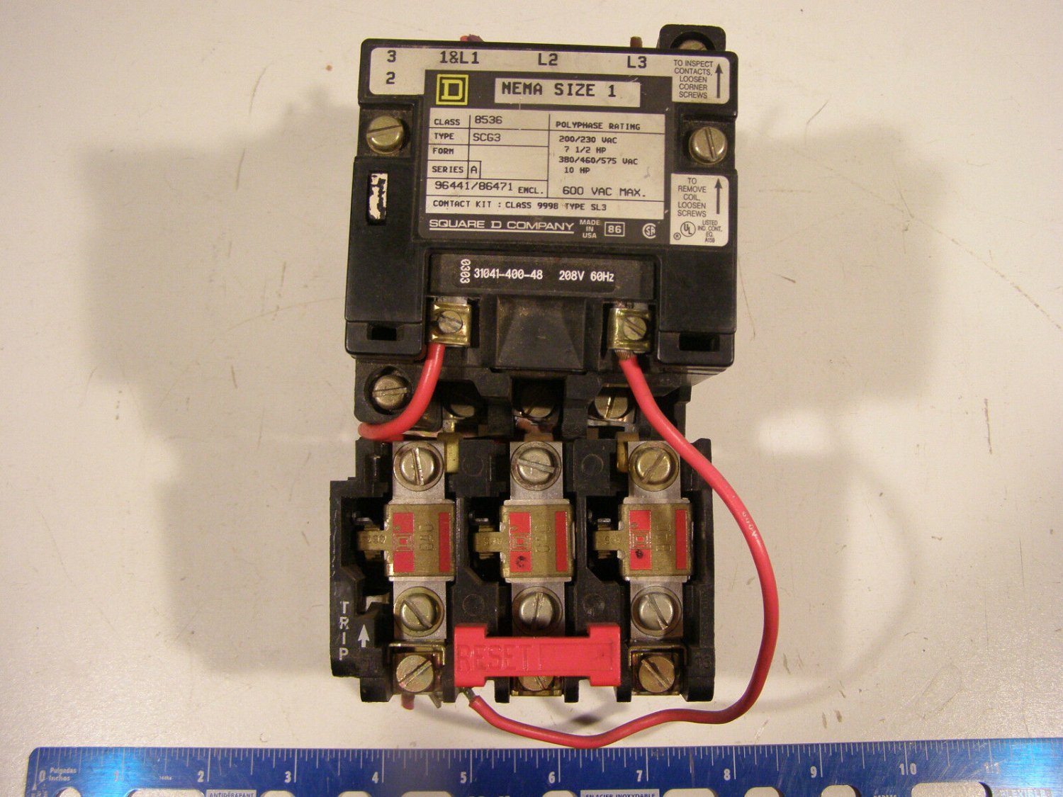 Square D NEMA 1 Motor Starter 3 Ph 208vac Coil 60 Day Warranty + Free Shipping