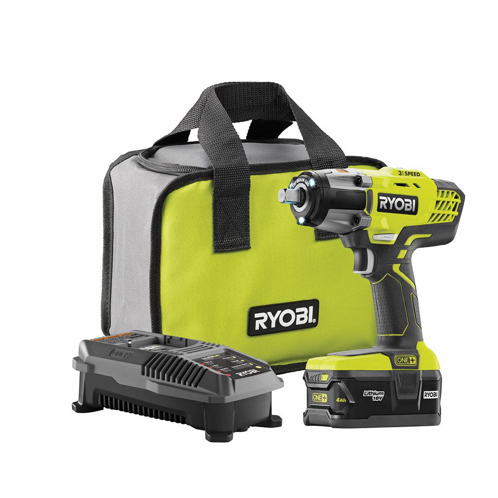 Ryobi P1833 18-Volt ONE+ Lithium-Ion Cordless 3-Speed 1/2 in. Impact ...