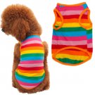 Cute Rainbow Stripe Puppy Pet Shirt Vest Dog and Cat Costume Summer