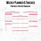 Pink Weekly Planner and Trackers | Downloadable - Instant Download & Print