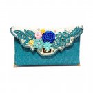 Pandan Clutch bag with Flower Embroidery and Key, Woman Accessories, Indonesia Craft