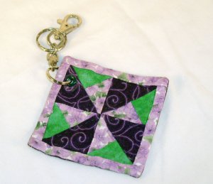 Windmill Purple Quilt Block Key Chain