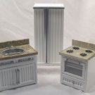 White Bistro Kitchen 1:12 Miniature Dollhouse