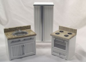 White Bistro Kitchen 1:12 Miniature Dollhouse