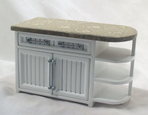 White Bistro Round End Cabinet. 1:12 Miniature