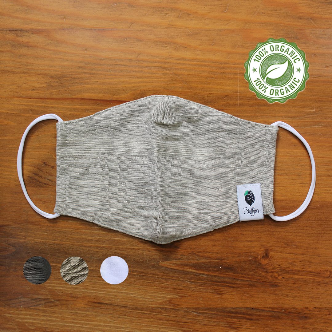 Bamboo Face Mask With Filter Pocket, 3Layer, Grey, Olive, White