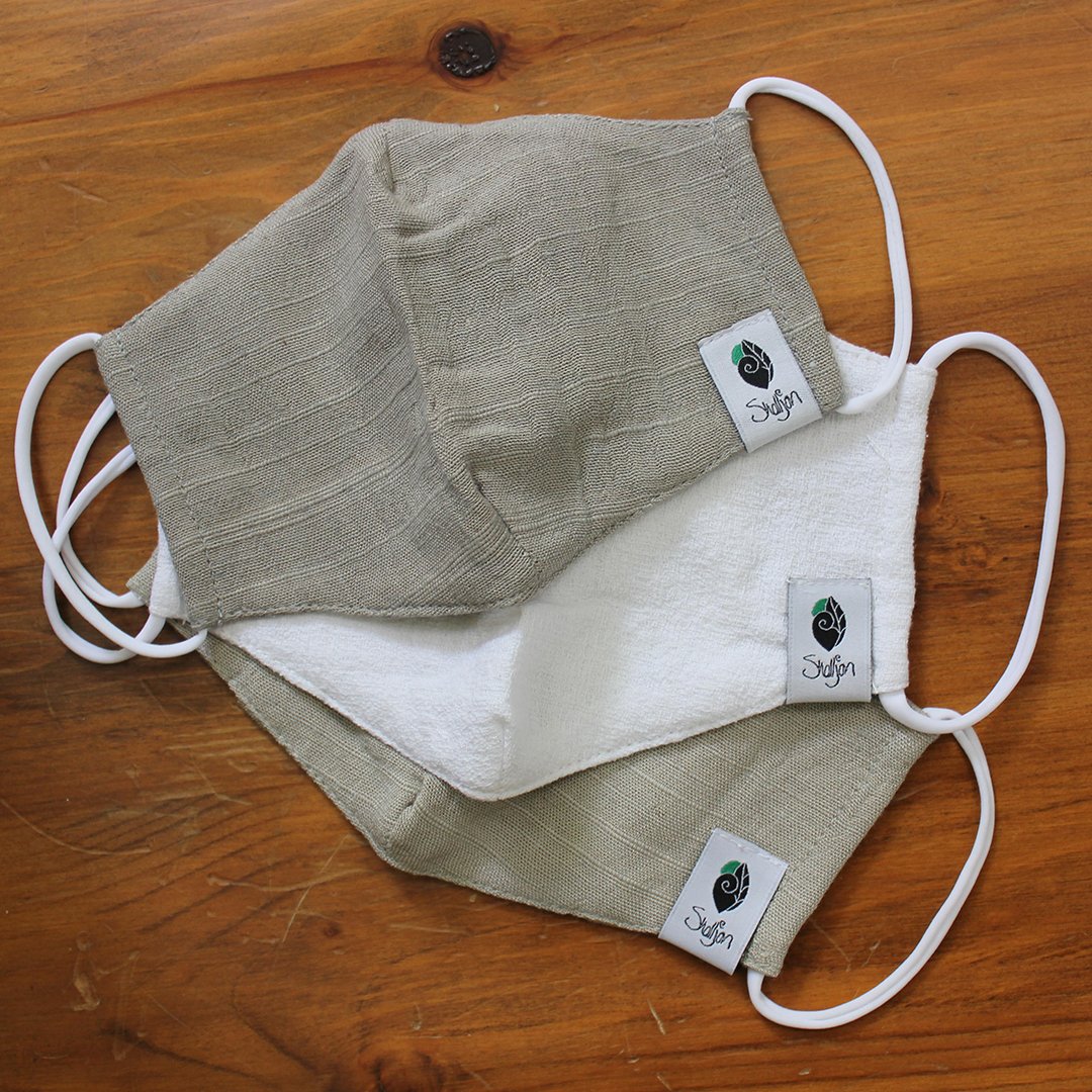 Bamboo Face Mask With Filter Pocket, 3Layer, Grey, Olive, White