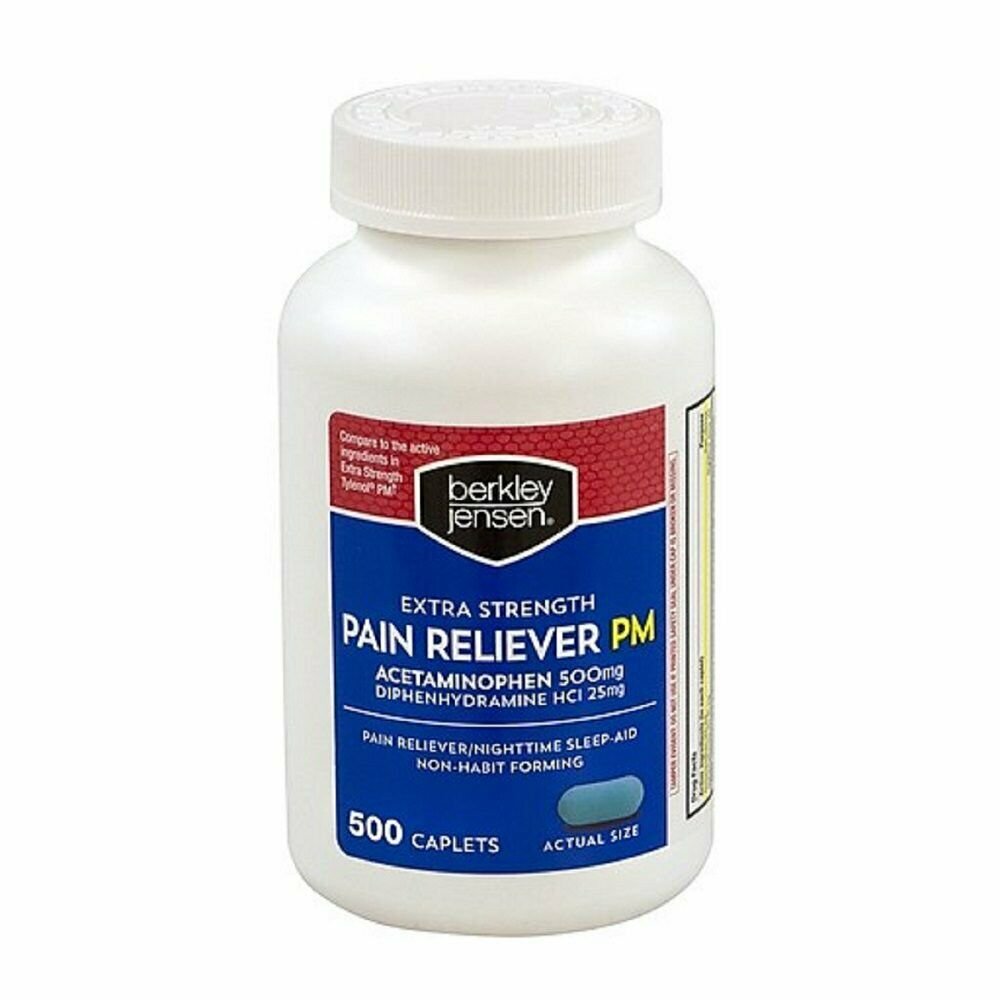 Berkley Jensen Extra Strength Non-aspirin Pm Acetaminophen 500 mg - 500 Caplets