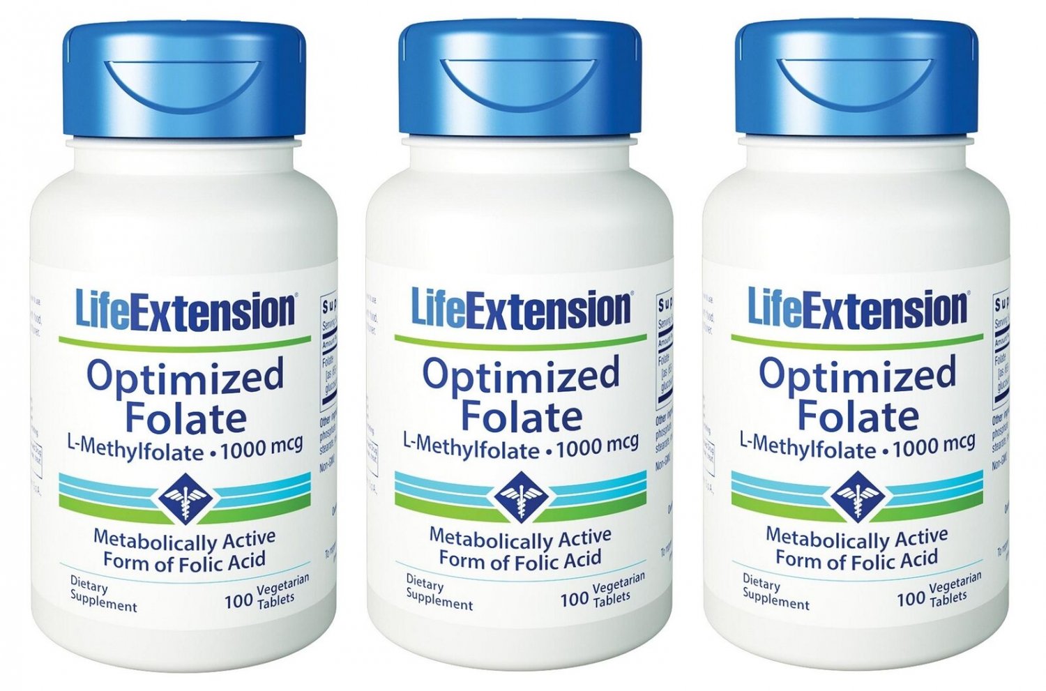Life Extension Optimized Folate L-Methylfolate 1000 Mcg 100 VTablets (Pack of 3