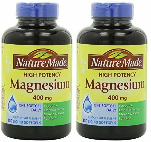 Nature Made High Potency Magnesium 400 mg - 150 Liquid Softgels (Pack of 2)