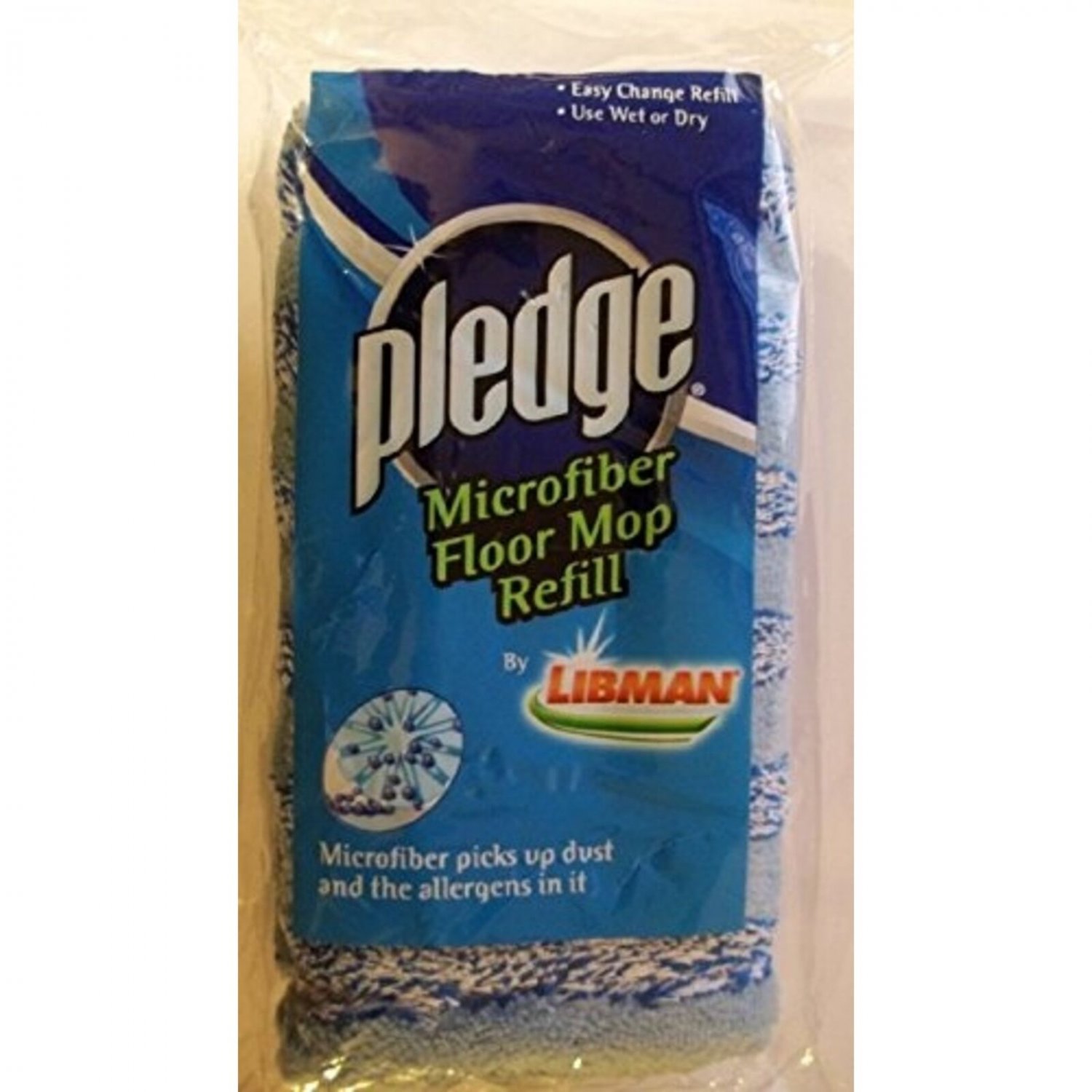 Libman Pledge Microfiber Floor Mop Refill Wet or Dry - Blue
