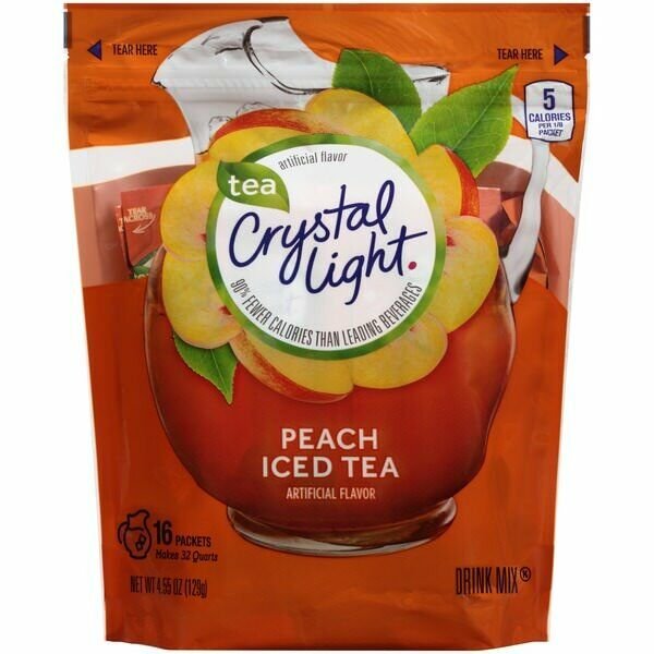 Crystal Light Peach Iced Tea 16 Pitcher Packs Makes 32 Quarts - 2 Pack