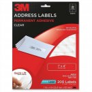 3M Address Laser Labels Permanent Adhesive Clear 3400-E  1"x4" - 200 Labels
