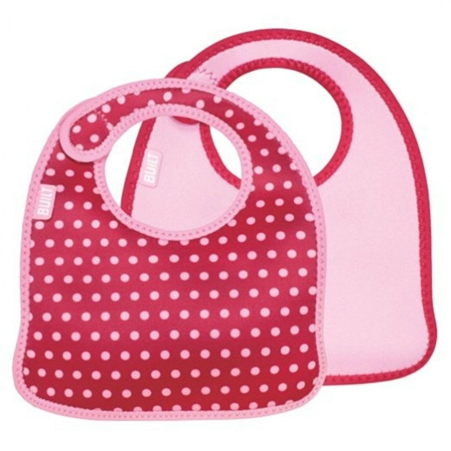 Built 2-Piece Mess Mate Infant Bib - Baby Pink, Mini Dots