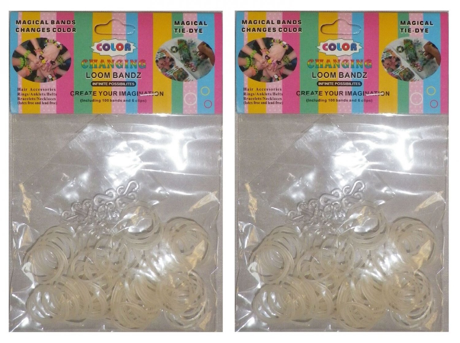 100 Clear Color Changing Loom Bands (Pack of 2)
