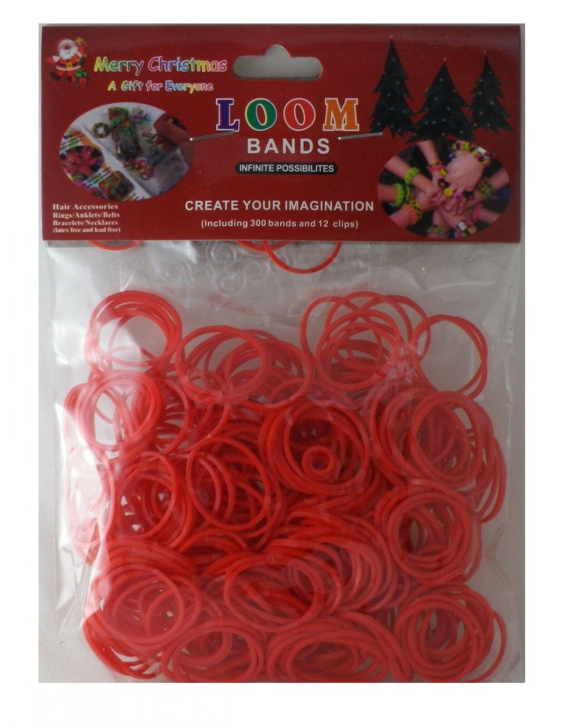 Red Loom Bands (Includes 12 clips) - 300 Count