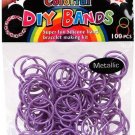 DIY 100 Silicone Loom Bands with Clips and Loom Tool - Bright Metallic Purple