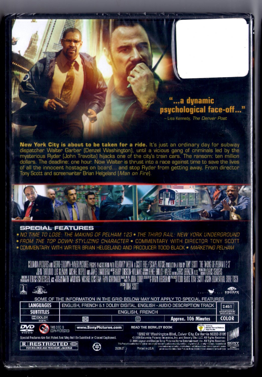 The Taking of Pelham 123 DVD widescreen brand new sealed Denzel