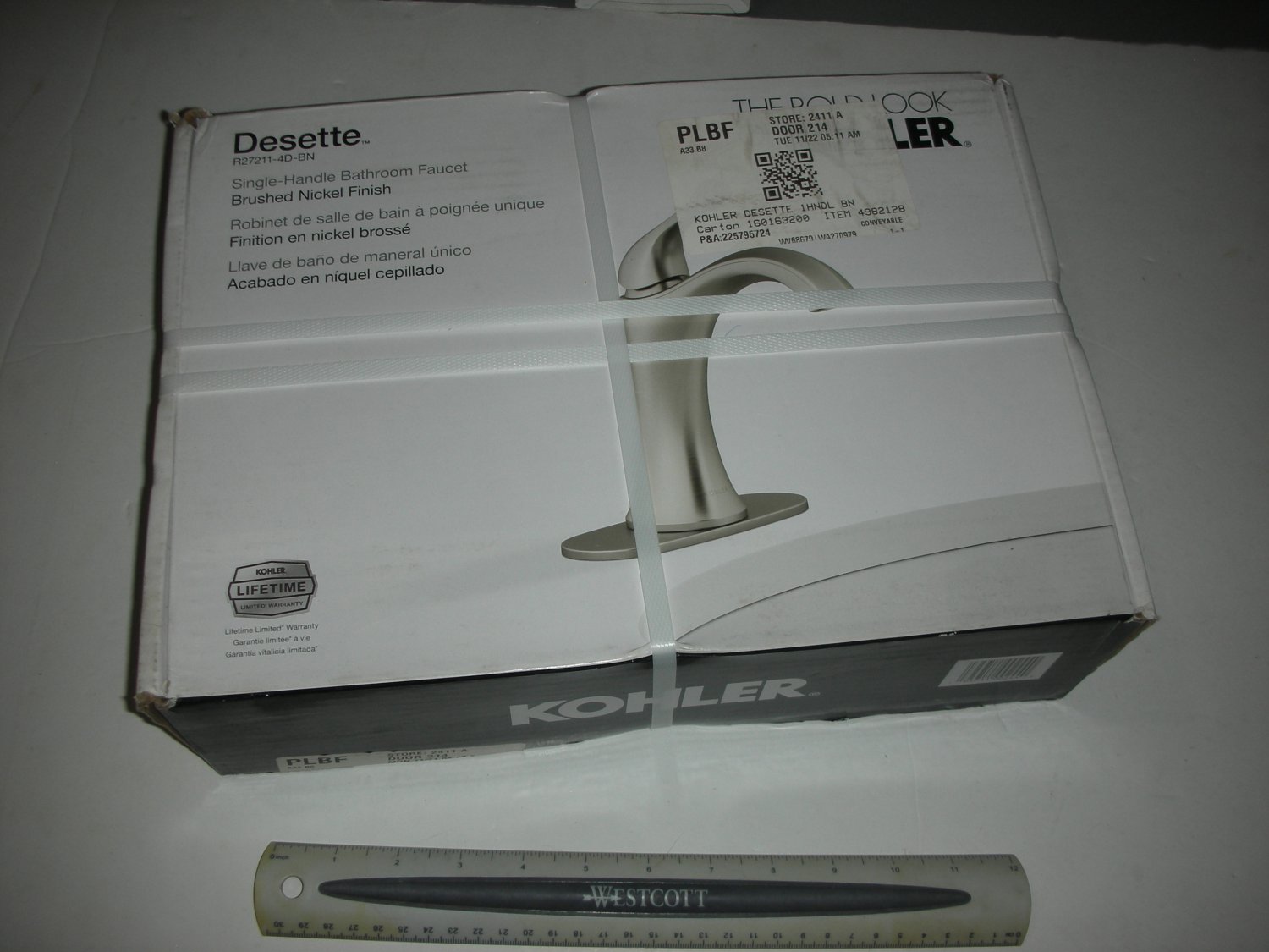 KOHLER Desette 1-handle High-arc Bathroom Sink Faucet with Drain Brushed Nickel NEW