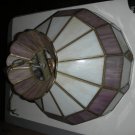 Stained Glass Slag Leaded Purple Hung Chandelier Ceiling Light Lamp Vintage Retro Home Decoration
