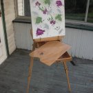 Artists Wood and Brass Floor French Easel Sketchbox, lighter stain with sholder strap