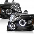 SPEC-D TUNING Black LED Dual Halo Projector Headlights 2007-2014 Chevy Avalanche Tahoe Suburban