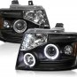 SPEC-D TUNING Black LED Dual Halo Projector Headlights 2007-2014 Chevy Avalanche Tahoe Suburban