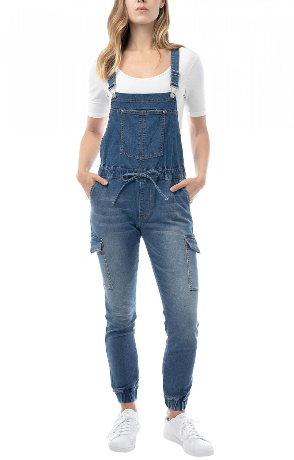 Almost Famous Juniors Denim Overall - Jogger Drawstring Overalls for ...