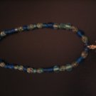 Blue Glass and Cross pendant