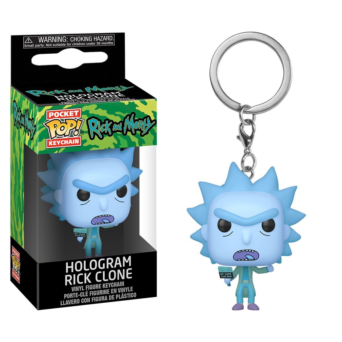 Funko pop rick and morty hologram rick clone key chain figure figura toy toys