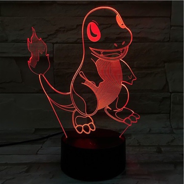 Pokemon go charmander anime manga lamp 3d usb 7 colors rotation