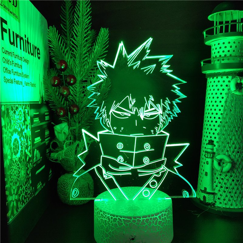 My hero academia anime manga lamp 3d usb 7 colors rotation