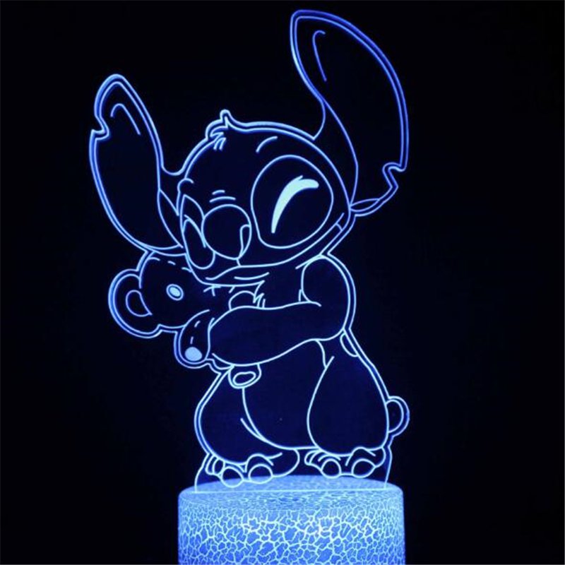 Lilo & stitch disney anime manga lamp 3d usb 7 colors rotation