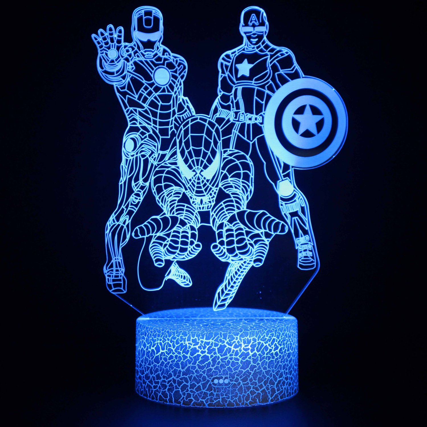 The avengers lamp 3d usb 7 colors rotation marvel los vengadores thor captain america iron man ...