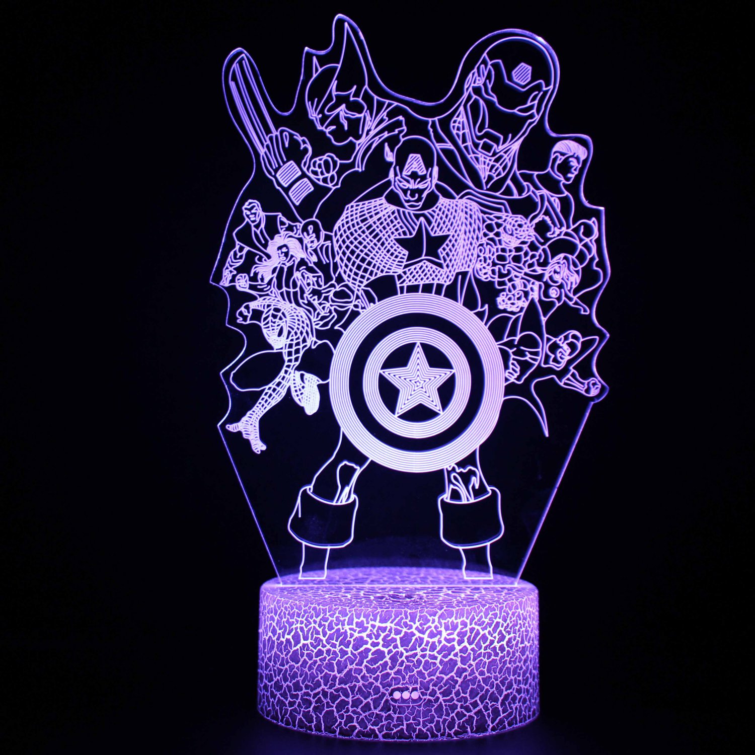 The avengers lamp 3d usb 7 colors rotation marvel los vengadores thor captain america iron man ...