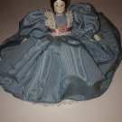 Vintage 7' China Doll In Blue Victorian Gown