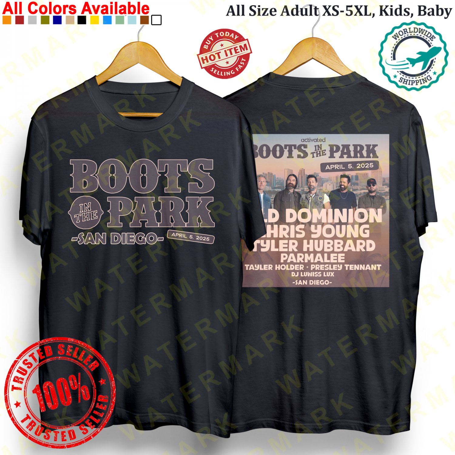 BOOTS IN THE PARK SAN DIEGO MUSIC FESTIVAL 2025 T-Shirt All Size Adult S-5XL