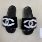 Black and White CC Fur Slides
