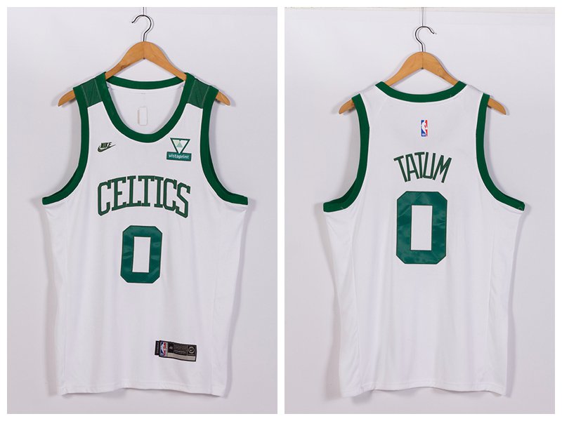 Men's Boston Celtics Jayson Tatum #0 Nike White 2021-22 75th Anniversary  Jersey-Classic Edition