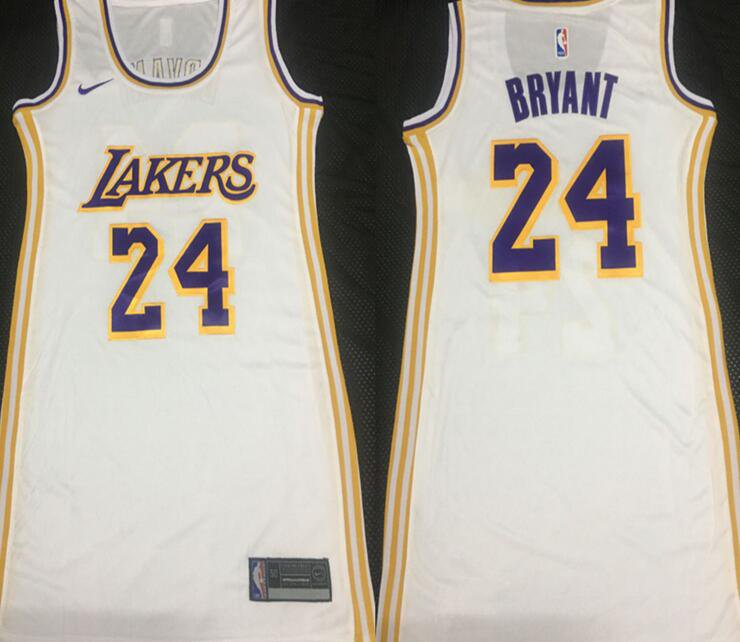 Los Angeles Lakers #24 Kobe Bryant Woman Dress Jersey White
