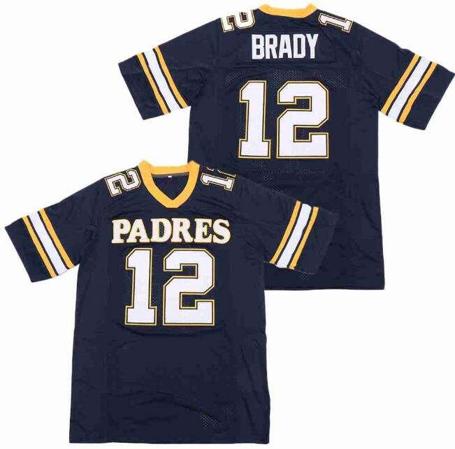 Tom Brady 12 Paders High School Football Jersey Navy Blue
