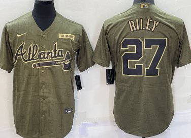 Atlanta Braves 27 Austin Riley Salute To Service Jersey Green